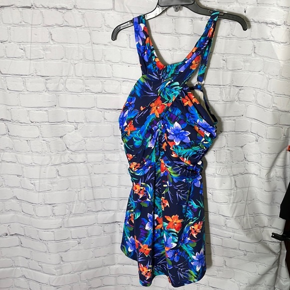 Swimsuits For All Other - Swimsuits For All Multi tropical high neck wrap swim dress sz 22 plus swimsuit